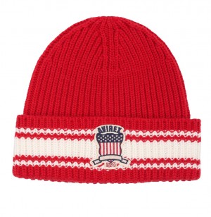 Avirex Icon Striped Beanie Muške Šeširi Crvene | KQZE-10764