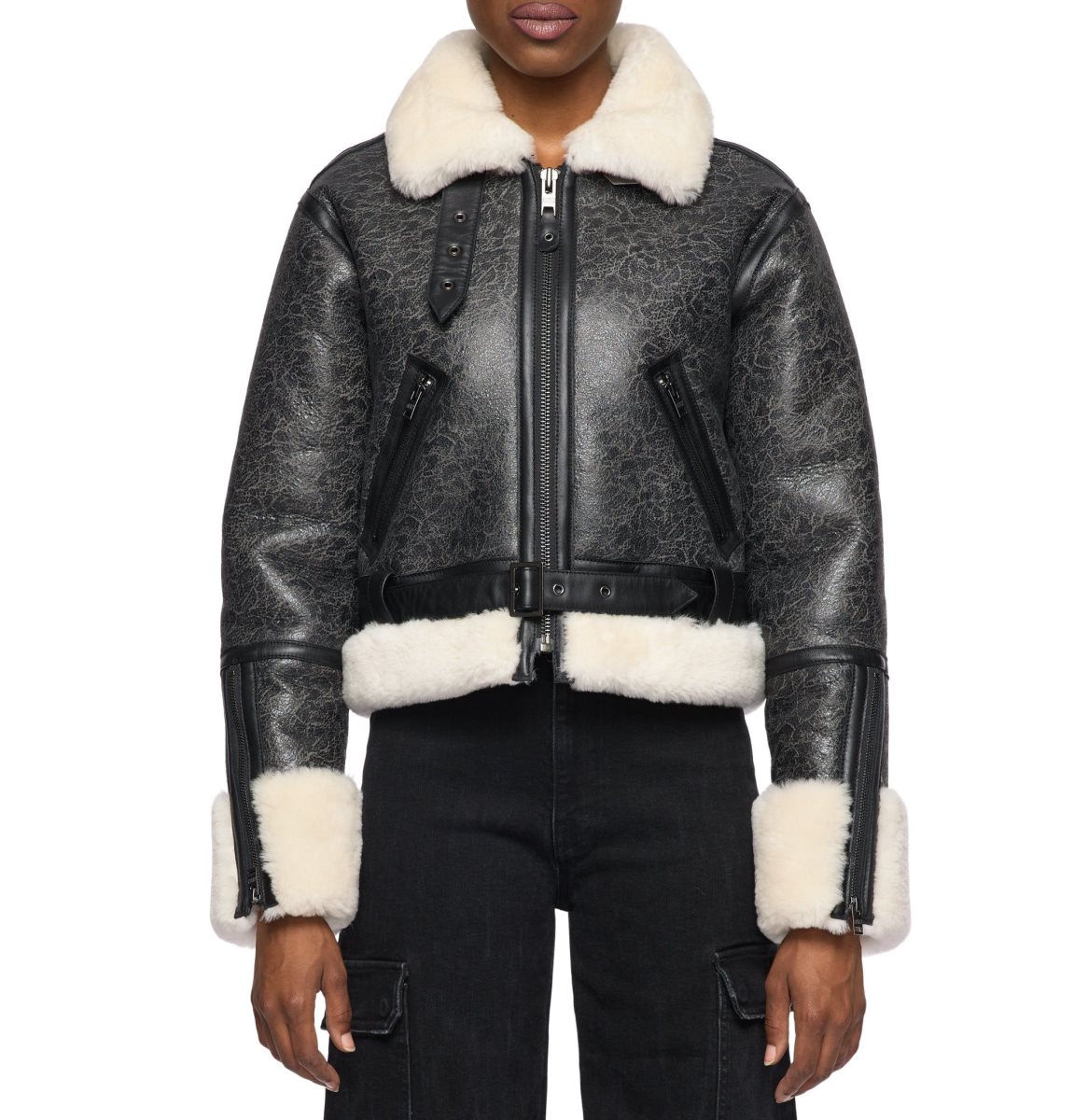 Avirex Cropped Shearling Jacket Ženske Jakna Visebojne | ZKCD-27530