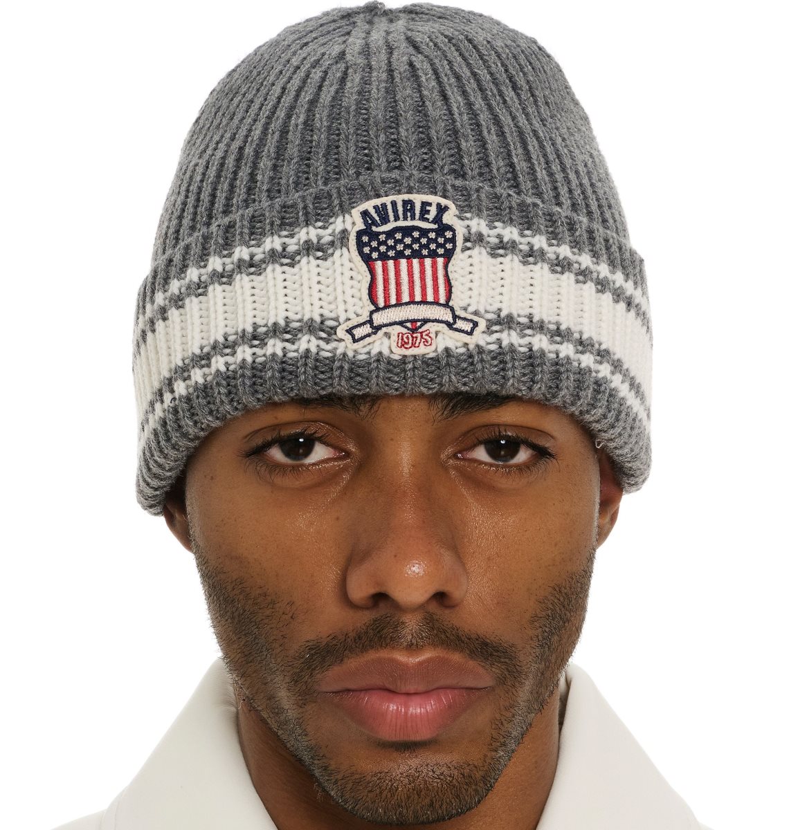 Avirex Icon Striped Beanie Muške Šeširi Sive | RQXV-28943