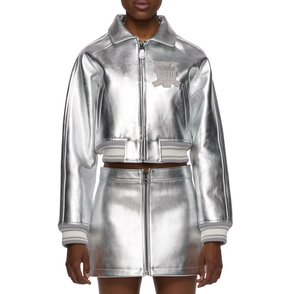 Avirex Limited Edition Cropped Metallic Icon Jacket Ženske Jakna Srebrne | ECRI-15263