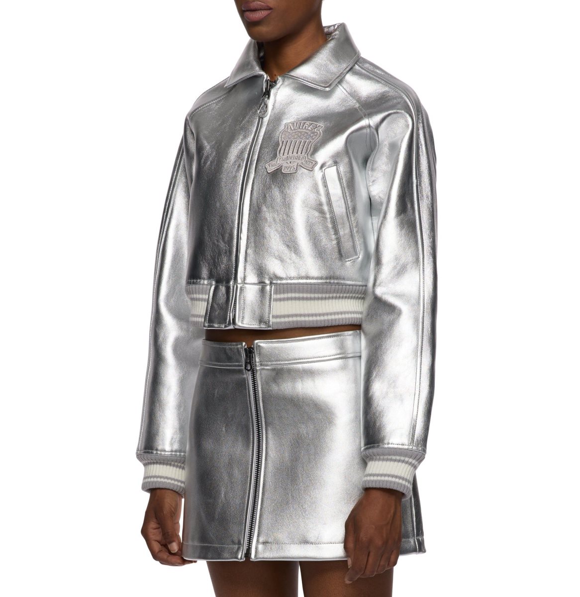 Avirex Limited Edition Cropped Metallic Icon Jacket Ženske Jakna Srebrne | ECRI-15263