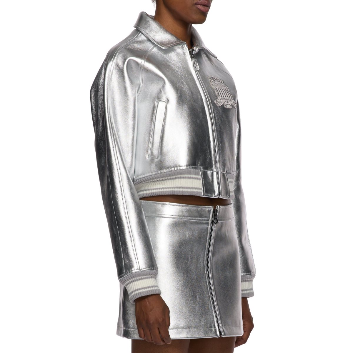 Avirex Limited Edition Cropped Metallic Icon Jacket Ženske Jakna Srebrne | ECRI-15263