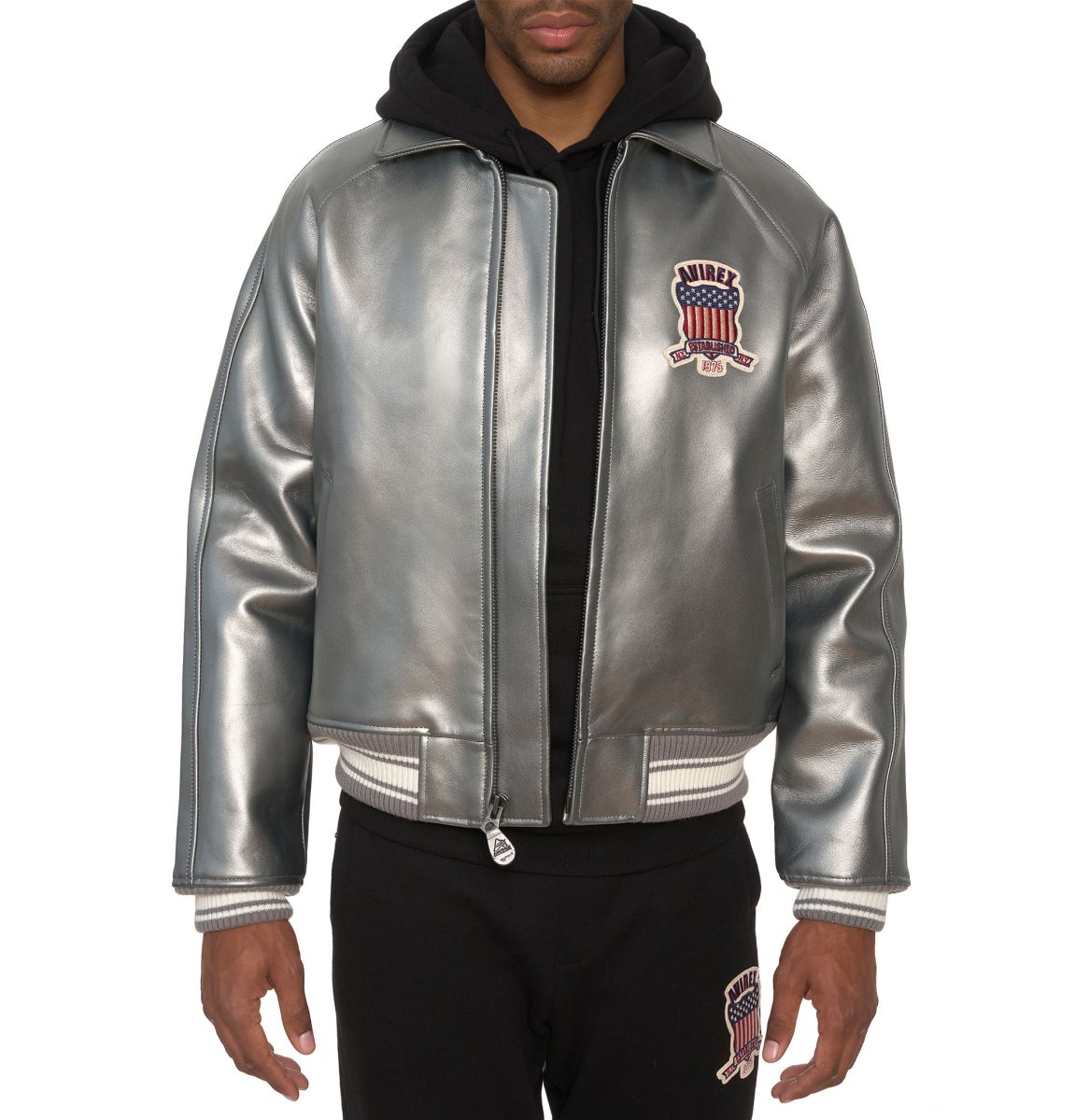 Avirex Limited Edition Pewter Metallic Icon Jacket Muške Leather Metalne Srebrne | KTSL-81026