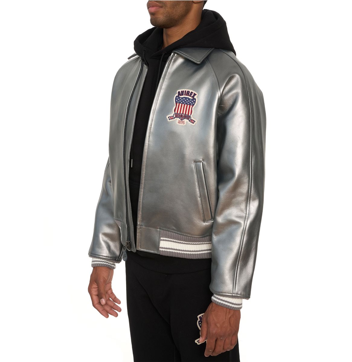 Avirex Limited Edition Pewter Metallic Icon Jacket Muške Leather Metalne Srebrne | KTSL-81026