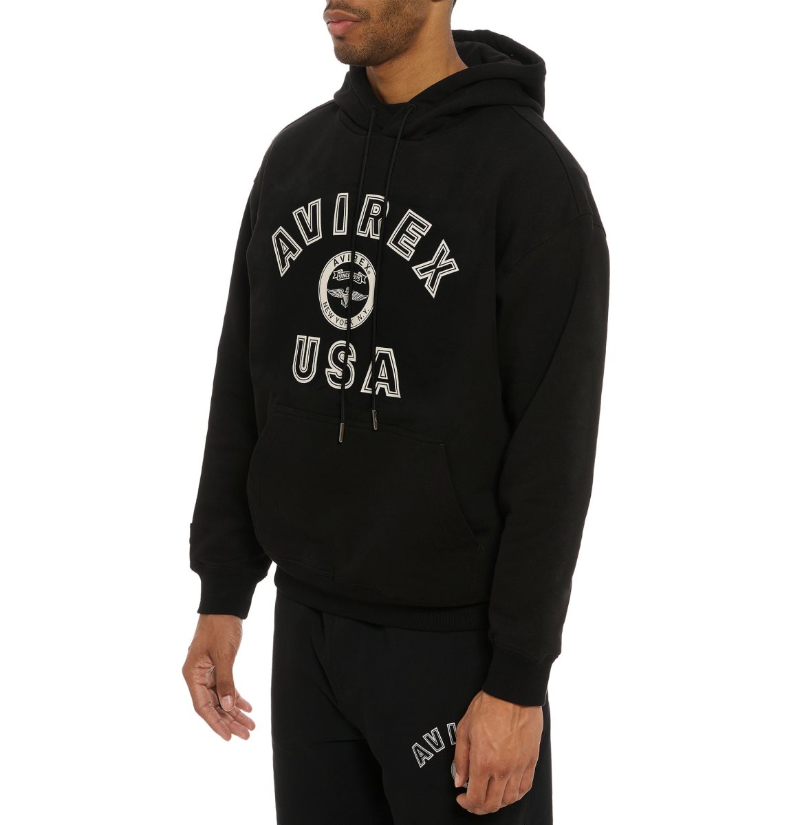 Avirex Stadium Hoodie Muške Majica s Kapuljačom Crne | OFSA-83612